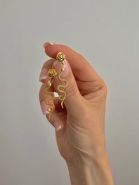 Image 4 of SNAKE ROSE STUD DROP EARRINGS 