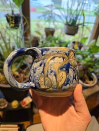 Image 2 of Blue Mug with Blue Vines and Gold Lustre