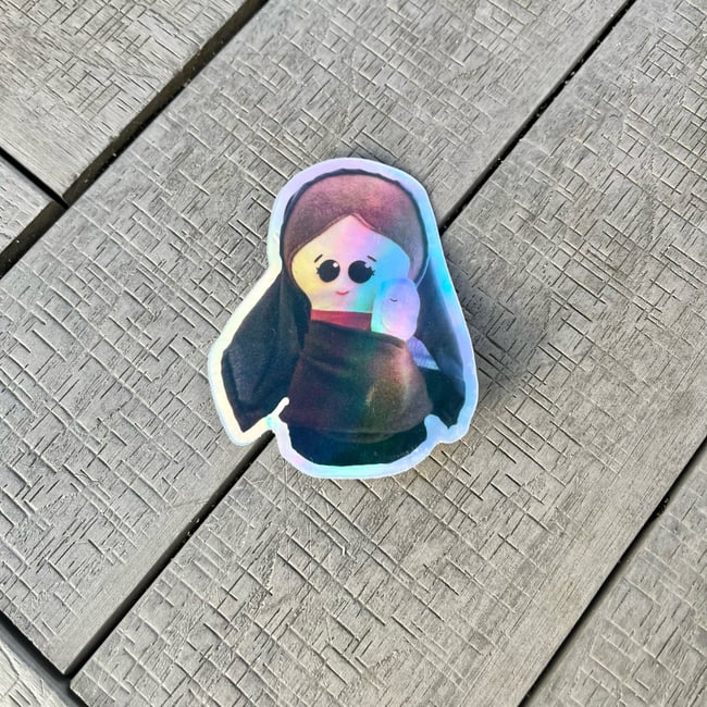 Mother Mary & Baby Jesus Hologram Sticker