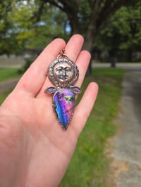 Image 4 of Electroformed sunflower moon necklace
