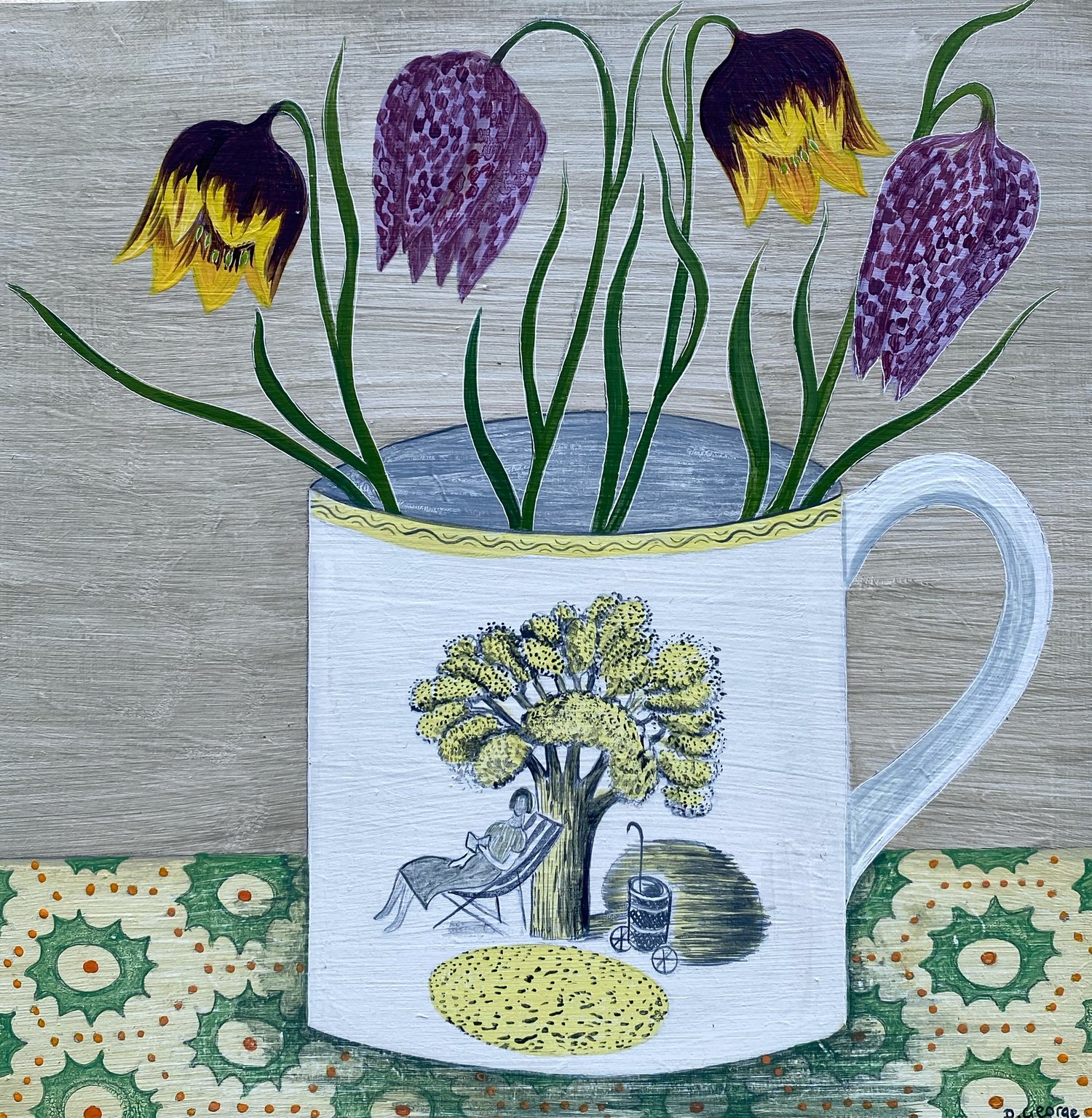 Image of Ravilious cup and Fritillaries 