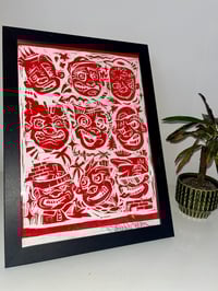 Image 3 of Wise guys Lino print red