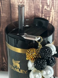 Image 4 of Wild Blooms Black, Gold, and Cream Tumbler Straw Bauble