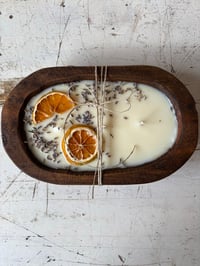 Image 2 of NEW Small Wooden Dough Bowl Essential Oil Soy Candle