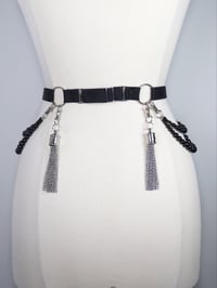Image 6 of Belt with Onyx beads and chain tassels 