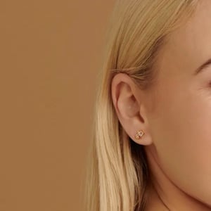 Image of Pomegranate Rose Quartz & Tourmaline Stud Earrings