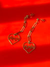 FLAME HEART CHAIN DROP EARRINGS 