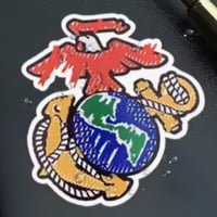 Image 1 of USMC ~ EAGLE, GLOBE & ANCHOR IN CRAYON!