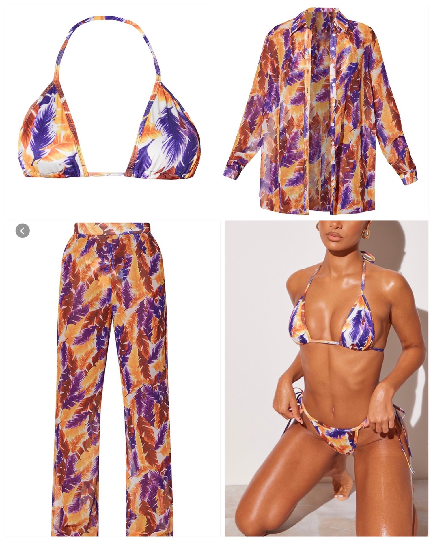 Image of LEAF PRINT BIKINI (SIZE 8) & BEACH COVERUP SET (SIZE 10)  