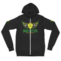 Image 3 of BOSSFITTED Yellow and Green Logo Unisex Zip Hoodie