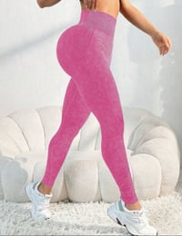 Image 2 of Ribbed Gym Leggings (pink rose) 