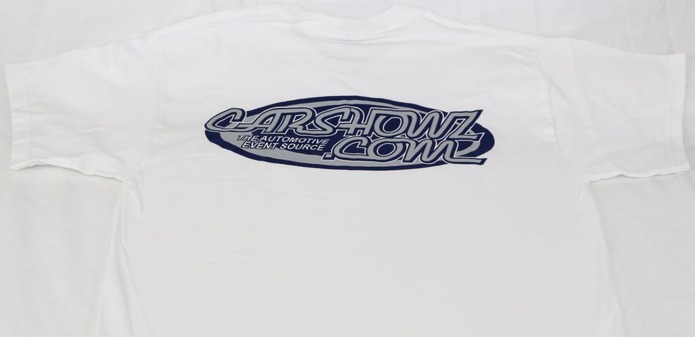 CarShowz.com White Logo Tee (Large oval logo back, text logo front left breast)