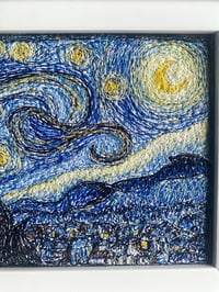 Image 2 of The Starry Night Van Gogh thread drawn artwork