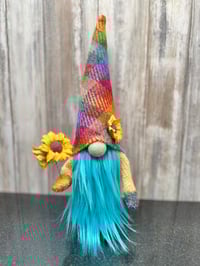 Image 1 of Harris Tweed Wee rainbow Sunflower Gnome