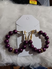 Image 2 of Silver Plated Hoops (purple)