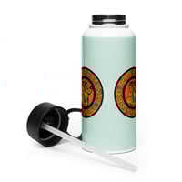 Image 2 of Mayan Calendar, Wheel of Time, Stainless steel water bottle with a straw lid