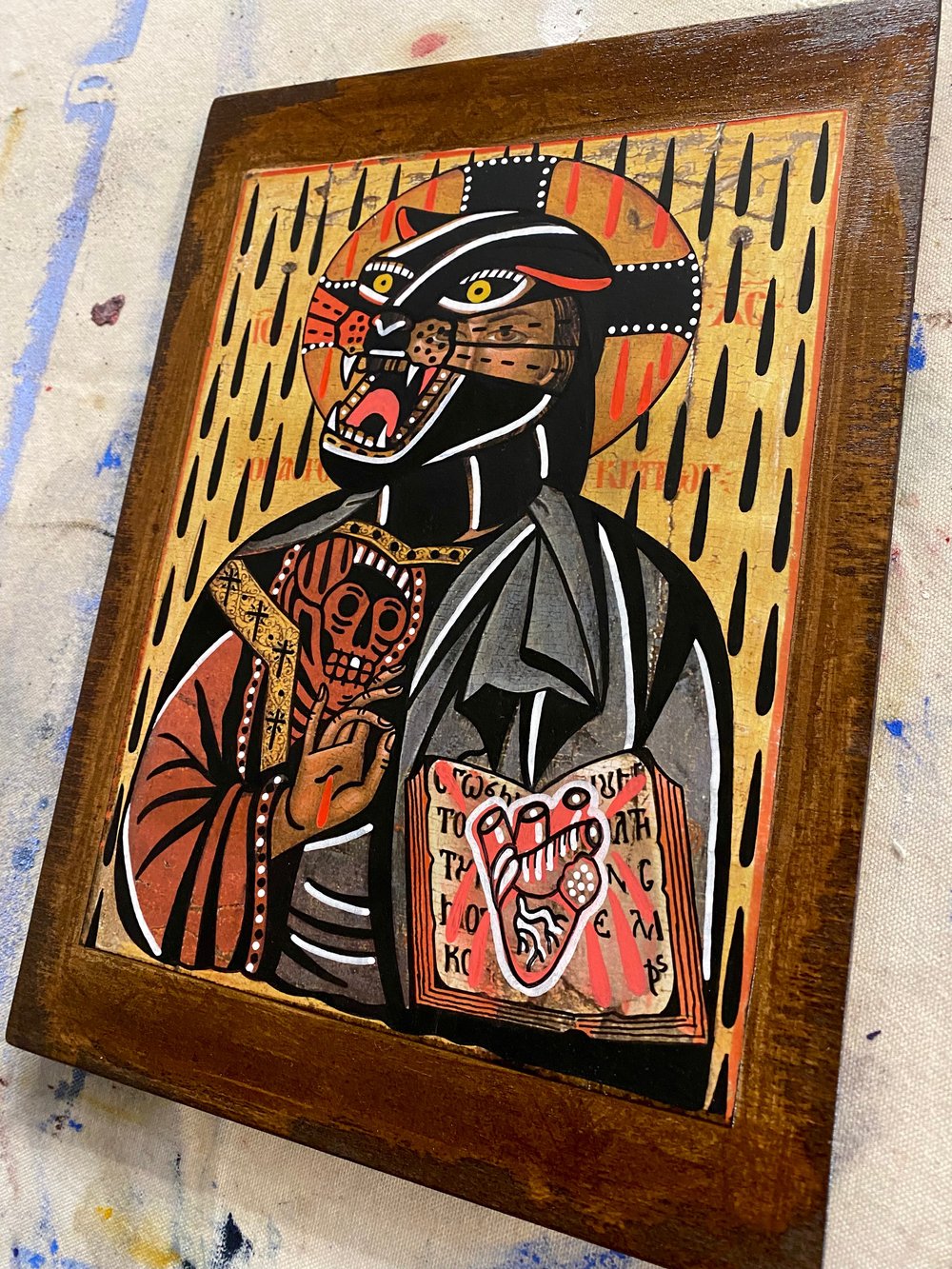 Panther Christ / Acrylic on Wood 