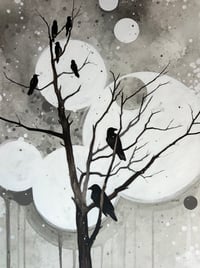 Image 1 of ORIGINAL - 5 Crows, 2 Ravens