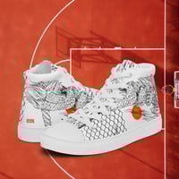 Image 1 of "Knotty, Netty, Thready, & Shreddy" men’s high top canvas shoes