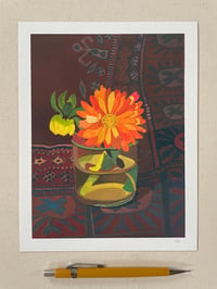 Image 1 of Calendula and Dahlia Bud - Archival print 