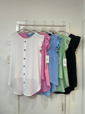 Image of Button Back Frill Sleeve Top