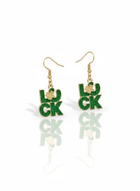 Image 1 of Luck of the Irish - Green Glitter St. Patrick’s Day Drop Earrings