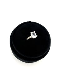 Image 11 of 1.6 carat cushion cut white topaz engagement ring and wedding band set