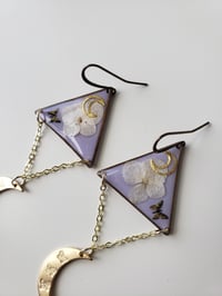 Image 3 of Magical Butterfly Crescent Moon Earrings 