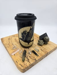 Image 1 of Black Full Moon Crow Travel Mug