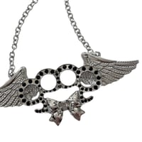 Image 2 of musical angel brass knuckle necklace *black*