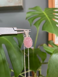 Image 4 of Silver Rose Quartz Oval Crystal Necklace