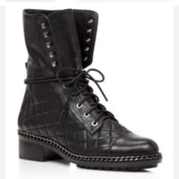 Image 2 of VINCE CAMUTO genu leather blac quilted combat boots