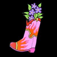 Floral Boot Handpainted Woodcutout 