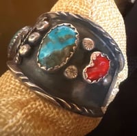 Image 4 of Vintage Yazzie morenci/coral cool cuff 