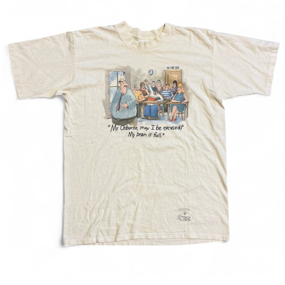 Image of 1990s The Far Side “My Brain is Full” Humor Graphic Tee (XL)