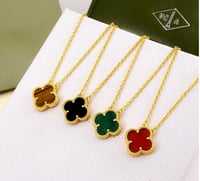 Image 2 of BRASS CLOVER NECKLACE GOLD WITH COLOR