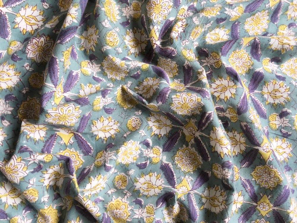 Image of Namaste fabric jaune et bleu 