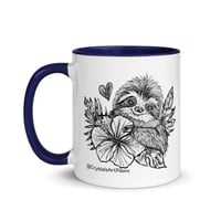 Image 9 of Tropical Flower Sloth Coffee Mug Line Art by CrystalsArtPaws
