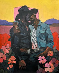 Image 1 of Kiss Me Cowboy - 26x32" Acrylic On Canvas