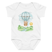 Image 3 of Unisex Baby jersey bodysuit (Bear in a hot air balloon)