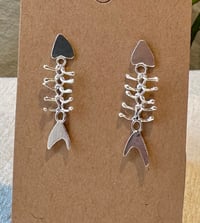 Image 3 of Sterling silver fish bone earring