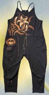 Image 1 of “FLOWER FAIRY” CUSTOM BLEACH PAINTED OVERSIZED ROMPER MEDIUM