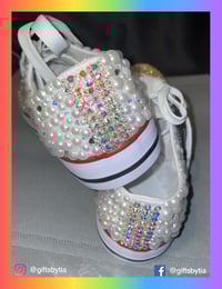 Image 4 of Blinged Low-Top Canvas Sneakers