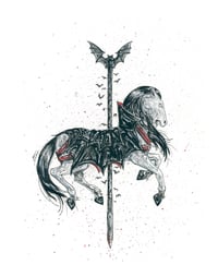 Carousel of Nightmares Dracula Horse 11x14 Signed Art Print