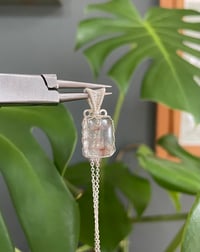 Image 1 of Silver Garden Quartz Rectangle Crystal Necklace