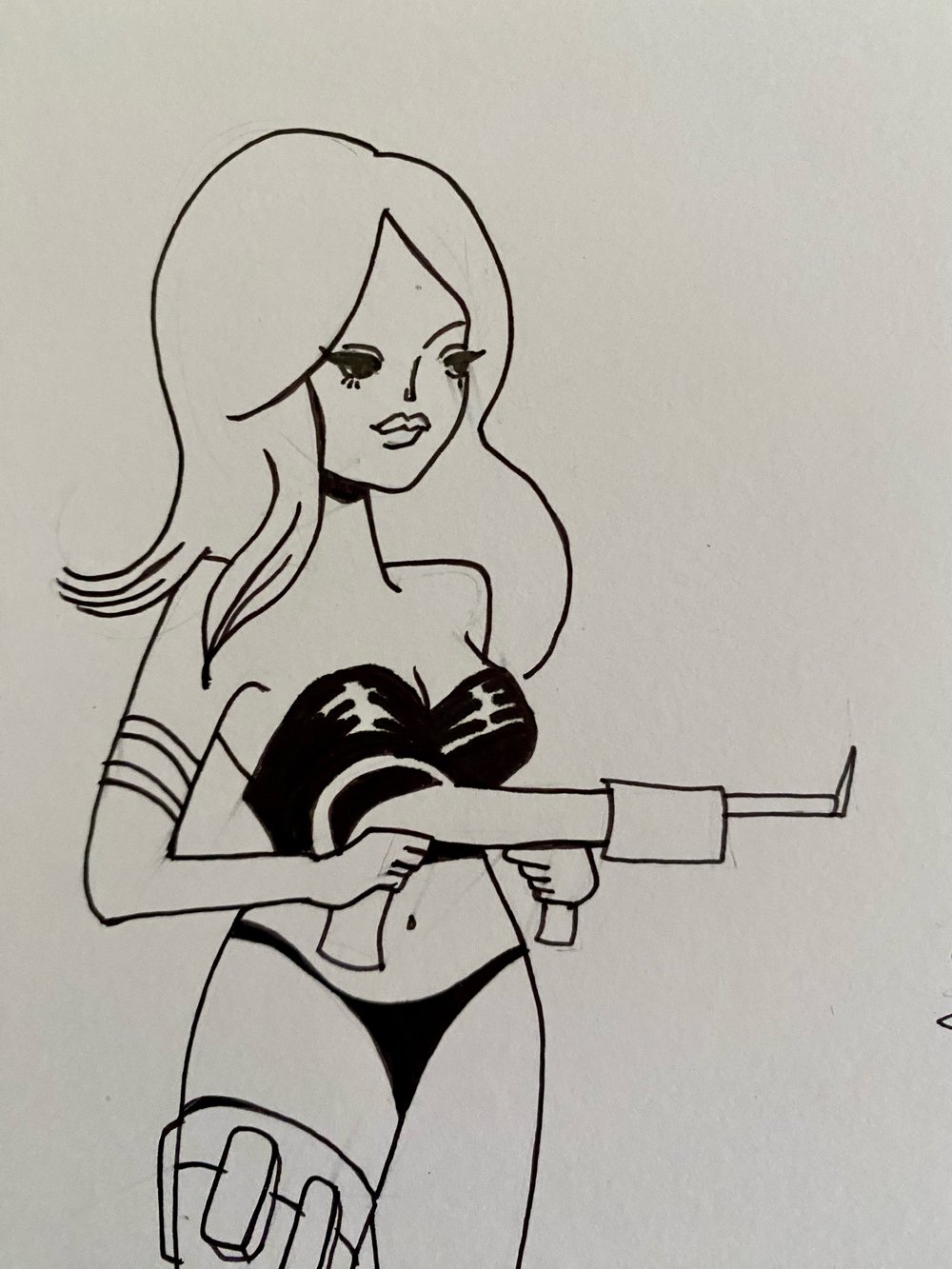 BARBARELLA AND THE BLACK QUEEN drawing