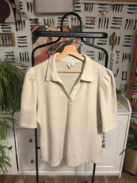 Image 1 of Bone  colored pleated sleeve top