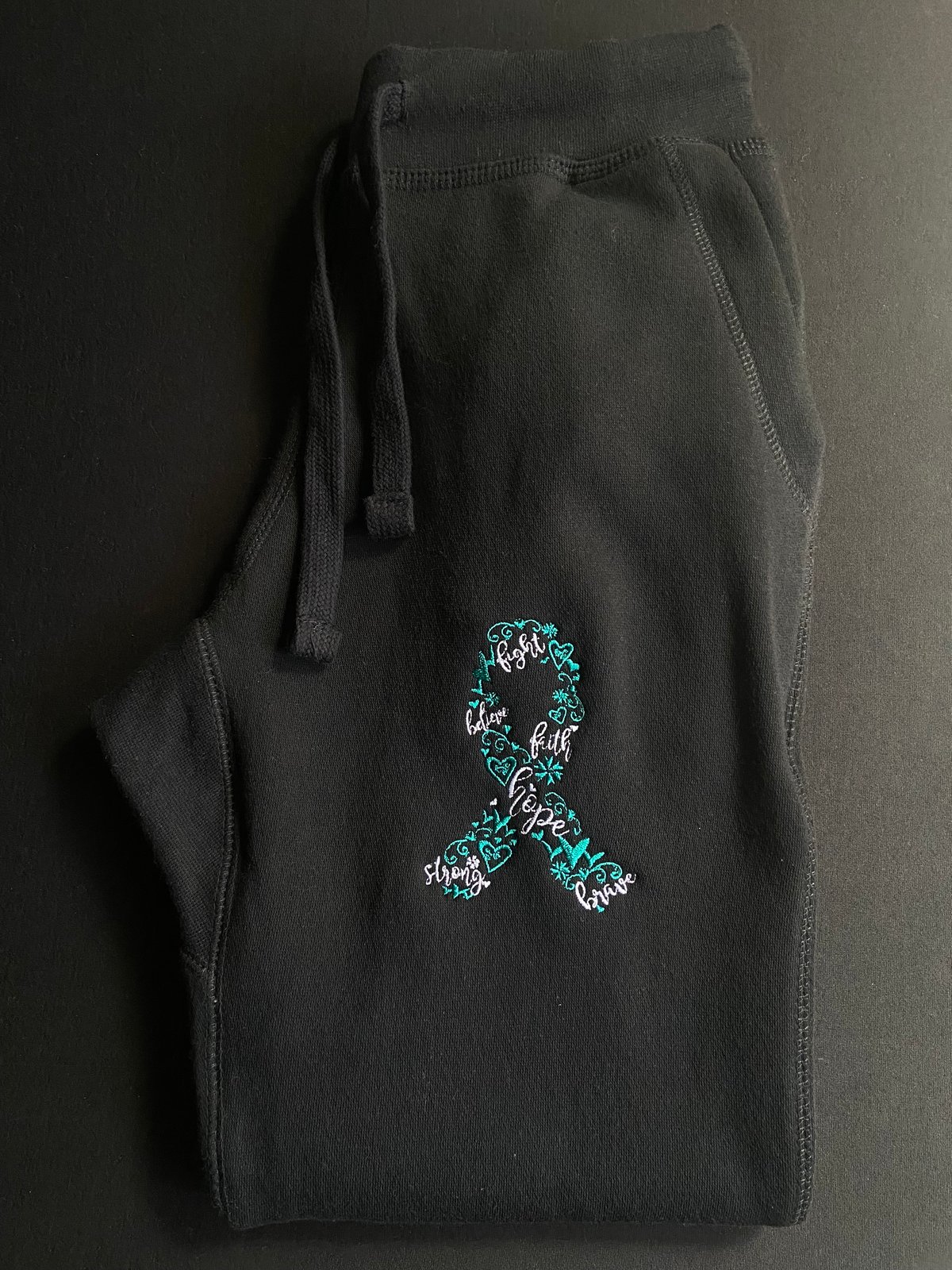 Image of Cancer Ribbon/Awareness Joggers- Smaller Ribbon (Choose your Colors) 
