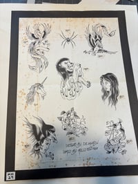 Image 1 of as-is Malone 1987 Tattoo Flash Sheet C- Ed Hardy design