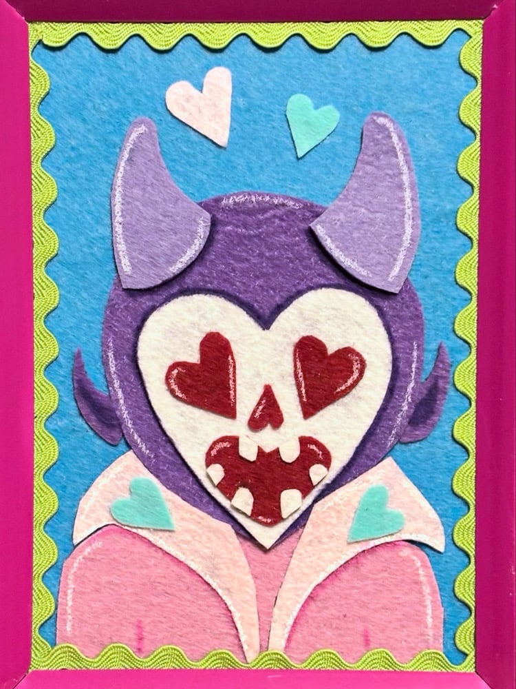 Image of “Skele-Devil” Felt Art Piece